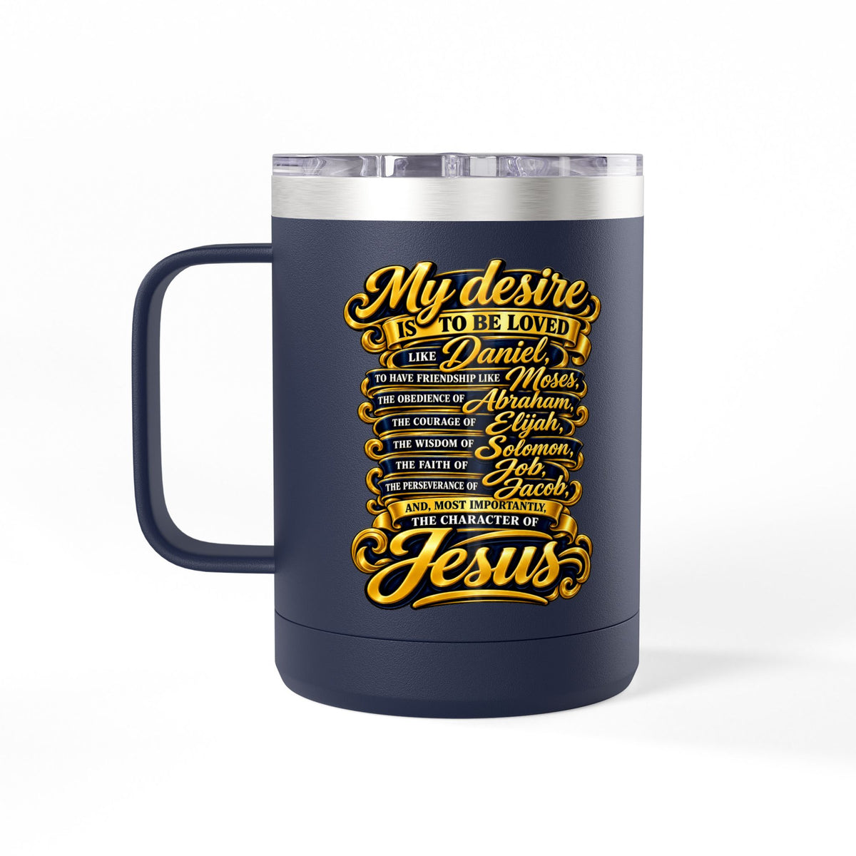 Waiting Is Not Losing mug | Inspirational hourglass design, gold wings, 15oz tumbler