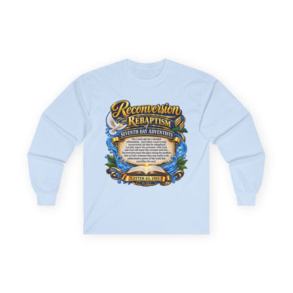 Reconversion Rebaptism Scripture Design Long Sleeve Tee | Christian Faith Shirt