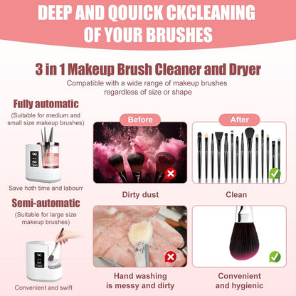 3 in 1 Electric Makeup Brush Cleaner Machine, Brush Cleaner and Dryer