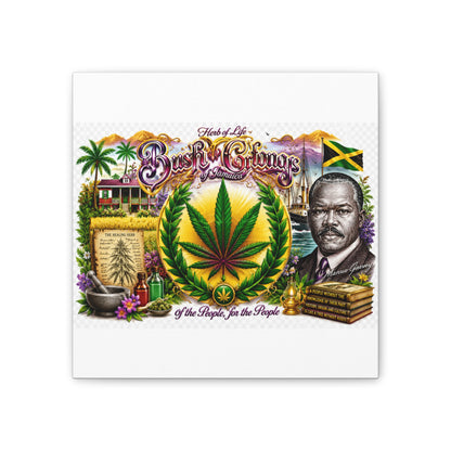 Reggae Herb of Life Canvas Print — Jamaican Rastafarian Cannabis Artwork, 'Bush & Curvns' Decorative Wall Art