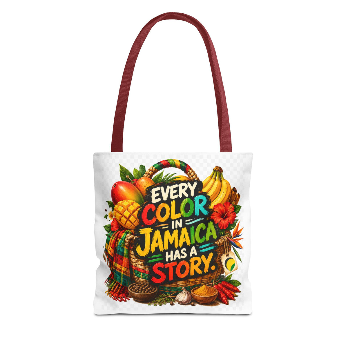 Jamaica Story Tote Bag — "Every Color in Jamaica Has a Story" All-Over Print
