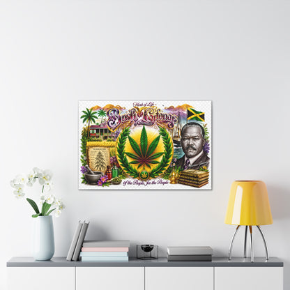 Reggae Herb of Life Canvas Print — Jamaican Rastafarian Cannabis Artwork, 'Bush & Curvns' Decorative Wall Art