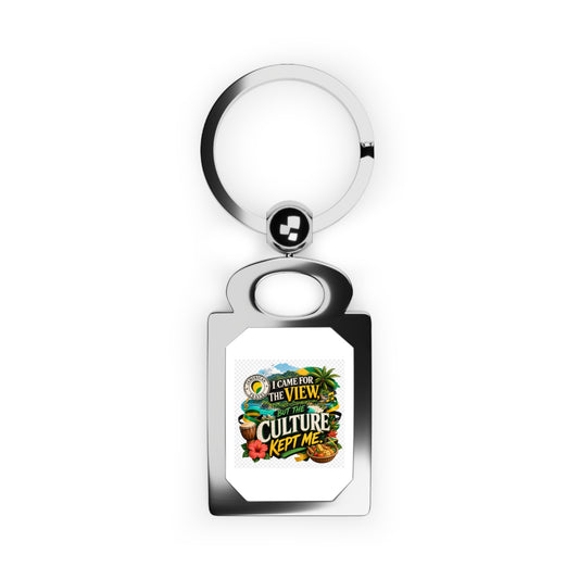 Rectangle Keyring — "I Came for the View, Culture Kept Me" Tropical Photo Keychain