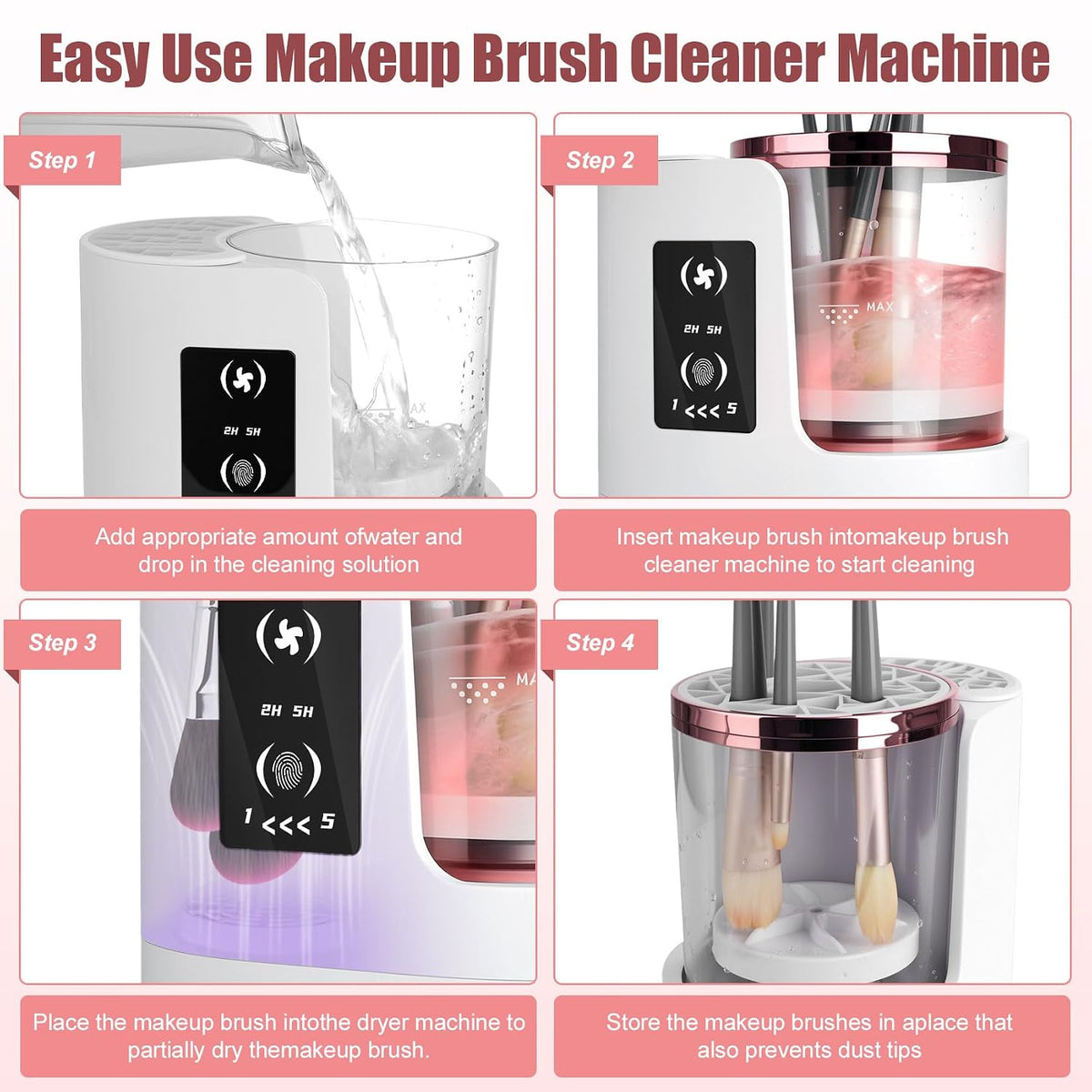 3 in 1 Electric Makeup Brush Cleaner Machine, Brush Cleaner and Dryer