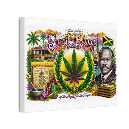 Reggae Herb of Life Canvas Print — Jamaican Rastafarian Cannabis Artwork, 'Bush & Curvns' Decorative Wall Art