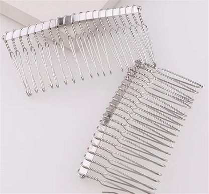 10Pcs Metal Hair Slide Comb Base Headdresses Headband Pony Hook Clip Fork for Men Chinese Detangling Jewelry Making Decorative