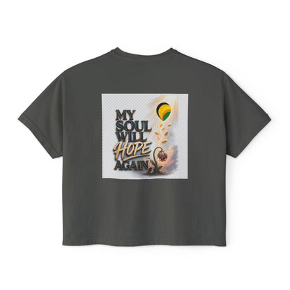 Christian Inspirational Boxy Tee — "Grace Does Not Need Strength" / "My Soul Will Hope Again"