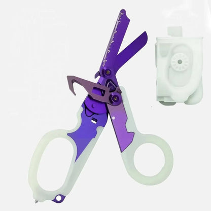6In1 Multifunctional Trauma Shears Emergency Response Scissors with Seatbelt Cutter Glass Breaker for Outdoor Rescue First Aid