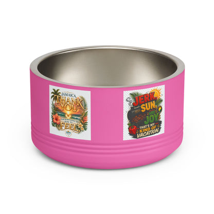 18oz Stainless Pet Bowl — Tropical Jamaica 'Jerk Sun & Joy' Vacation Design