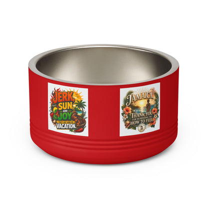 18oz Stainless Pet Bowl — Tropical Jamaica 'Jerk Sun & Joy' Vacation Design