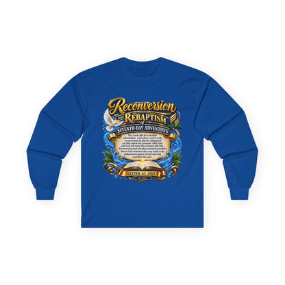 Reconversion Rebaptism Scripture Design Long Sleeve Tee | Christian Faith Shirt