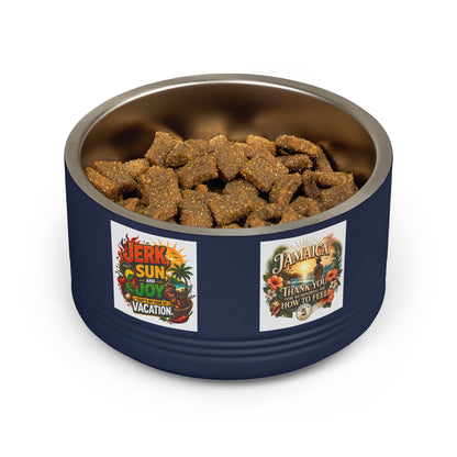18oz Stainless Pet Bowl — Tropical Jamaica 'Jerk Sun & Joy' Vacation Design