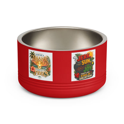 18oz Stainless Pet Bowl — Tropical Jamaica 'Jerk Sun & Joy' Vacation Design