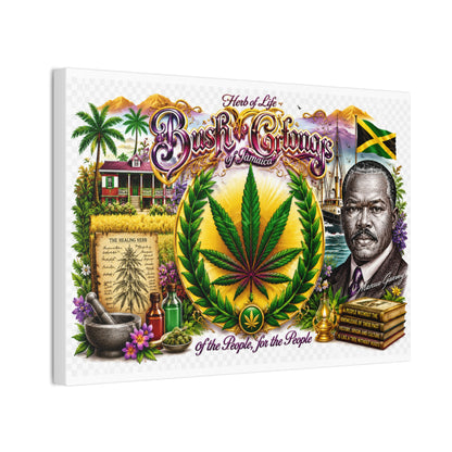 Reggae Herb of Life Canvas Print — Jamaican Rastafarian Cannabis Artwork, 'Bush & Curvns' Decorative Wall Art
