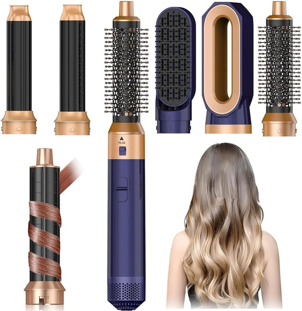 Hair Dryer Brush 5 in 1, Negative Ion Blow Dryer Brush Set -110,000 RPM High- Speed Hot Air Brush Air Styler Curling Wrap Air Curler, Curling Iron Hair Styling Tools for Straight Curl Drying Smoothing