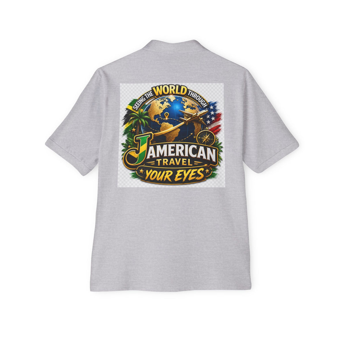 JAmerican Travel Polo — "See the World Through JAmerican Travel Your Eyes" Graphic Polo
