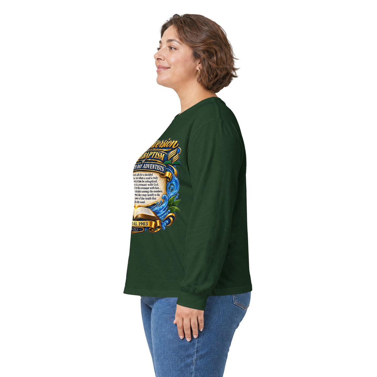 Reconversion Rebaptism Scripture Design Long Sleeve Tee | Christian Faith Shirt