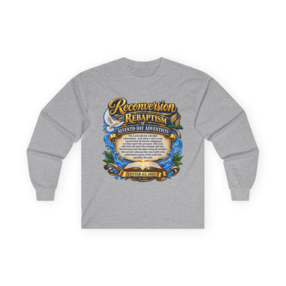 Reconversion Rebaptism Scripture Design Long Sleeve Tee | Christian Faith Shirt