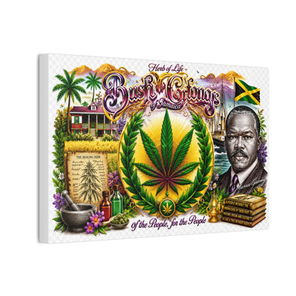 Reggae Herb of Life Canvas Print — Jamaican Rastafarian Cannabis Artwork, 'Bush & Curvns' Decorative Wall Art