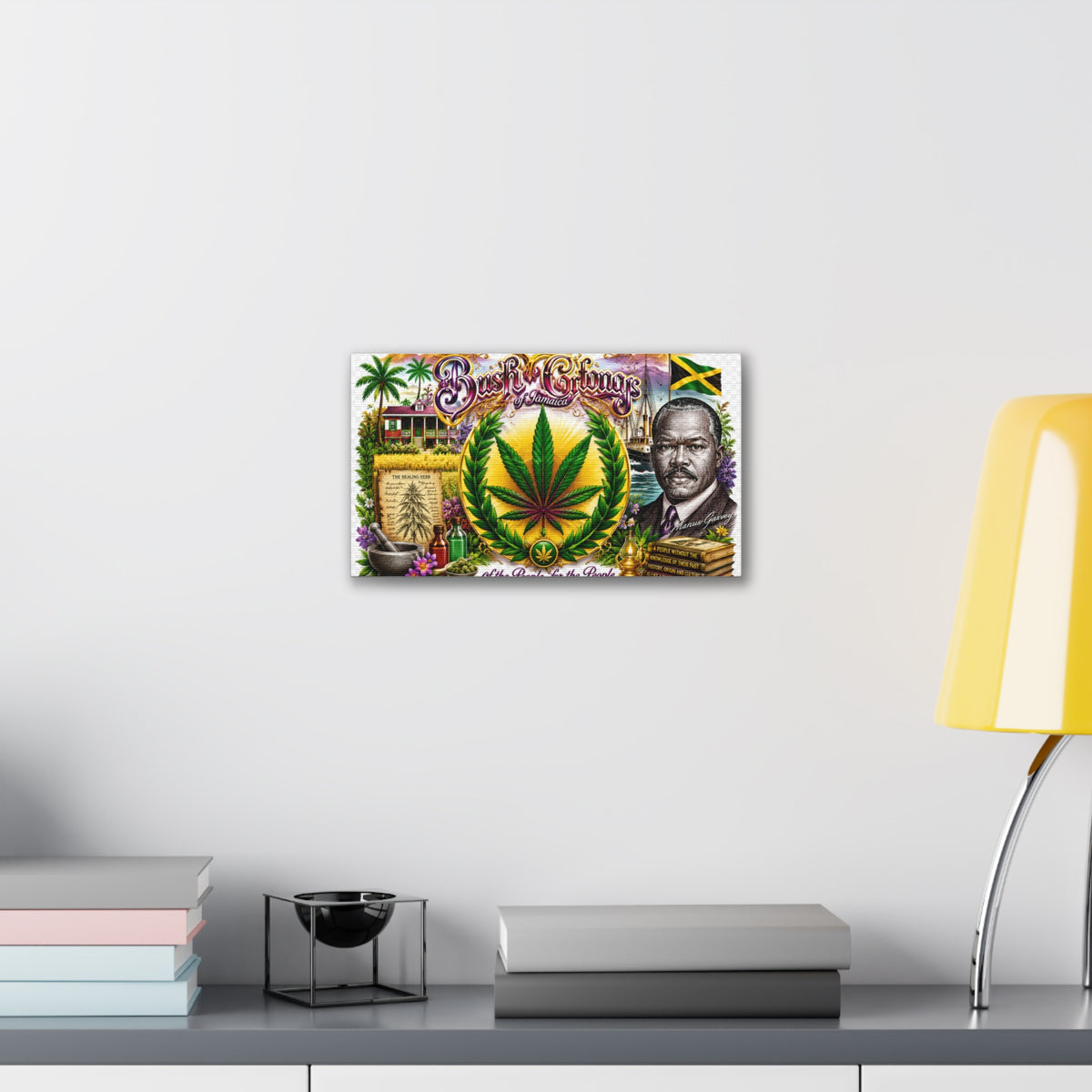 Reggae Herb of Life Canvas Print — Jamaican Rastafarian Cannabis Artwork, 'Bush & Curvns' Decorative Wall Art