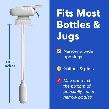 Magic Tap Automatic Drink Dispenser for Fridge, White (1 Pack), No Spill Milk Dispenser for Fridge, Automatic Milk Dispenser Pump for Gallon Jugs, Water & Juice, Fits Most Bottles, Batteries Required