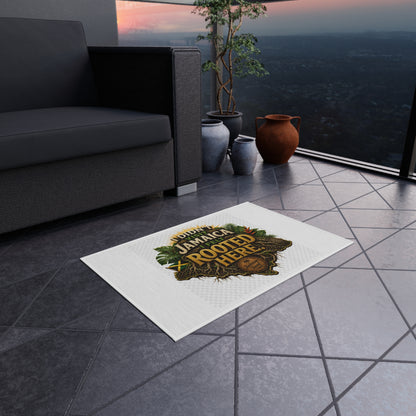 Outdoor Rug — "I Didn’t Visit Jamaica, I Felt Rooted Here" Tropical Welcome Mat