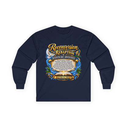 Reconversion Rebaptism Scripture Design Long Sleeve Tee | Christian Faith Shirt