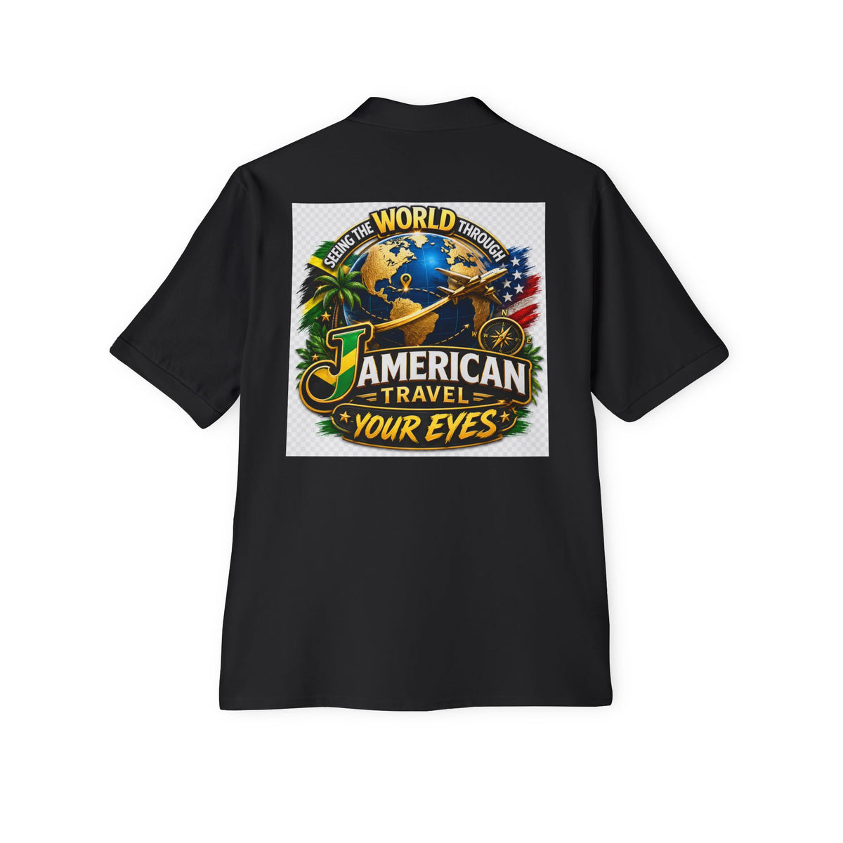 JAmerican Travel Polo — "See the World Through JAmerican Travel Your Eyes" Graphic Polo