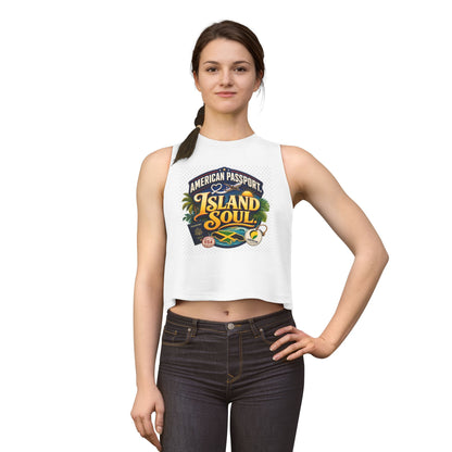 Island Soul Crop Top — American Passport Tropical Travel Graphic