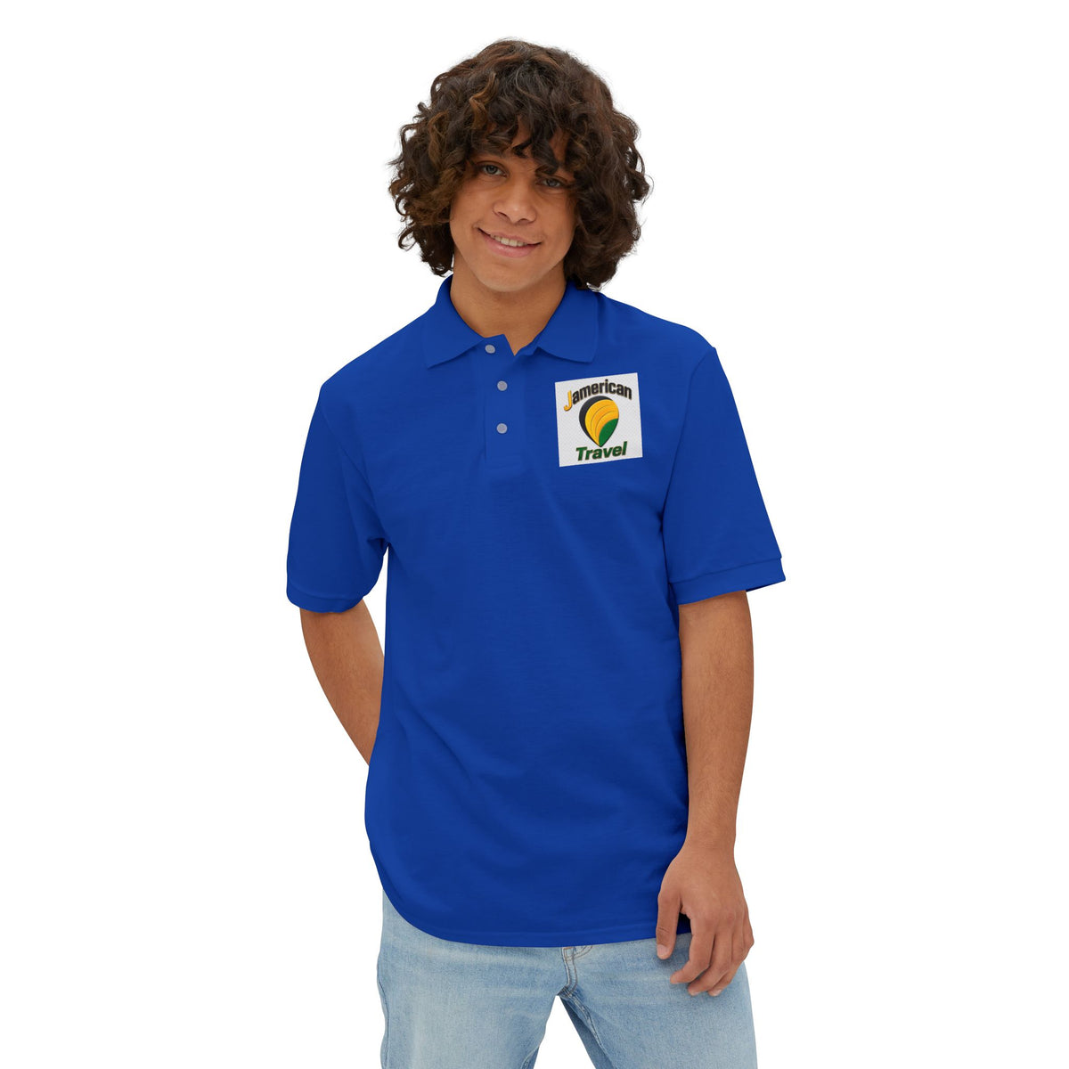 JAmerican Travel Polo — "See the World Through JAmerican Travel Your Eyes" Graphic Polo