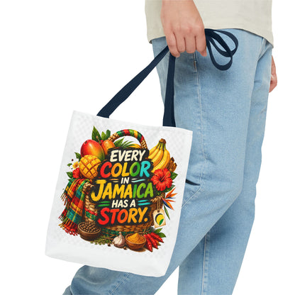Jamaica Story Tote Bag — "Every Color in Jamaica Has a Story" All-Over Print