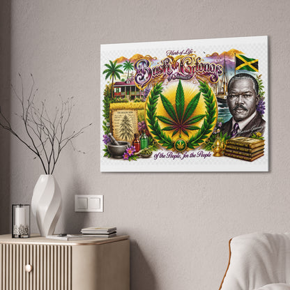 Reggae Herb of Life Canvas Print — Jamaican Rastafarian Cannabis Artwork, 'Bush & Curvns' Decorative Wall Art