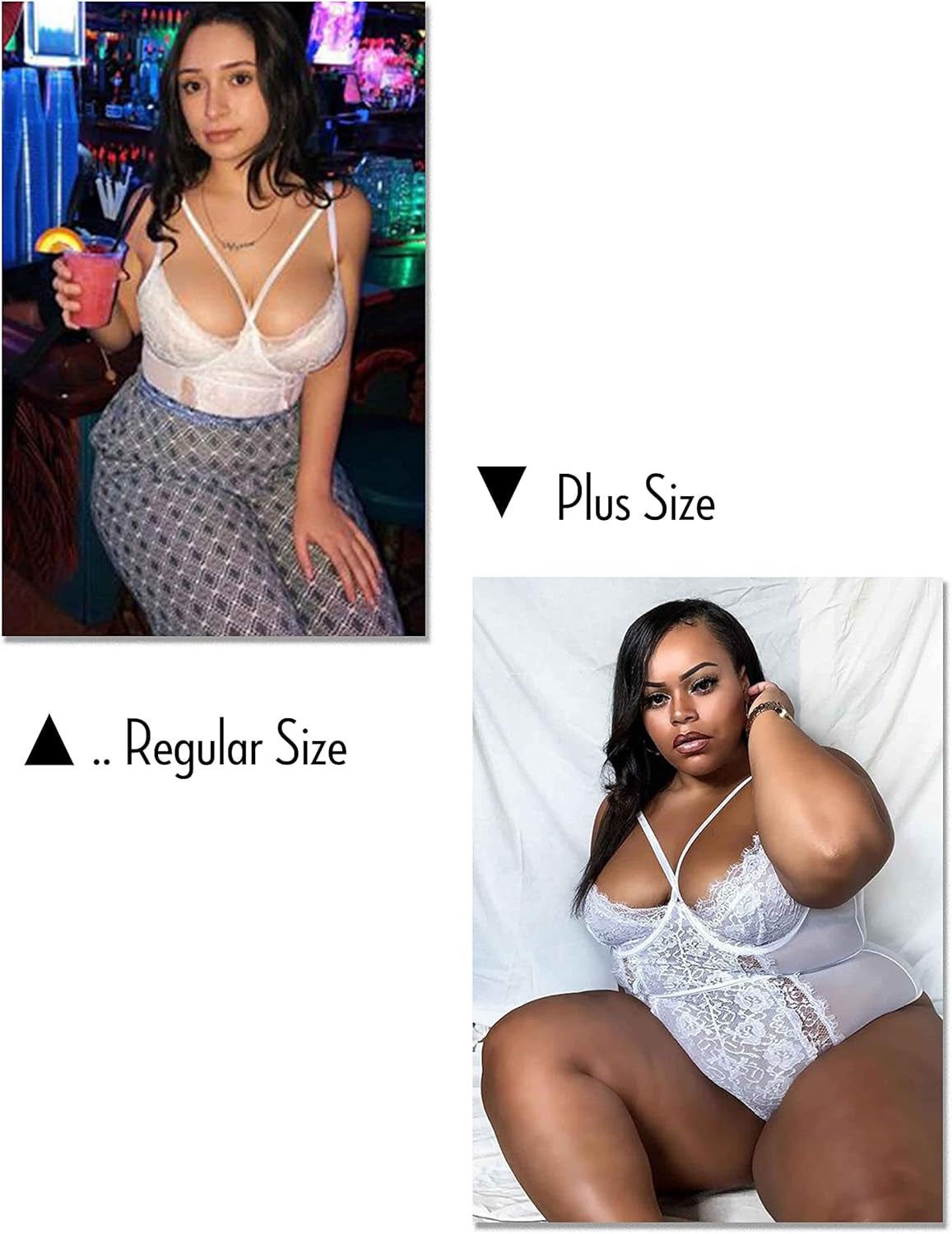 Lingerie for Women Eyelash Lace Strappy Sexy Teddy Babydoll Lingerie with Snap Crotch