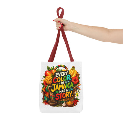 Jamaica Story Tote Bag — "Every Color in Jamaica Has a Story" All-Over Print