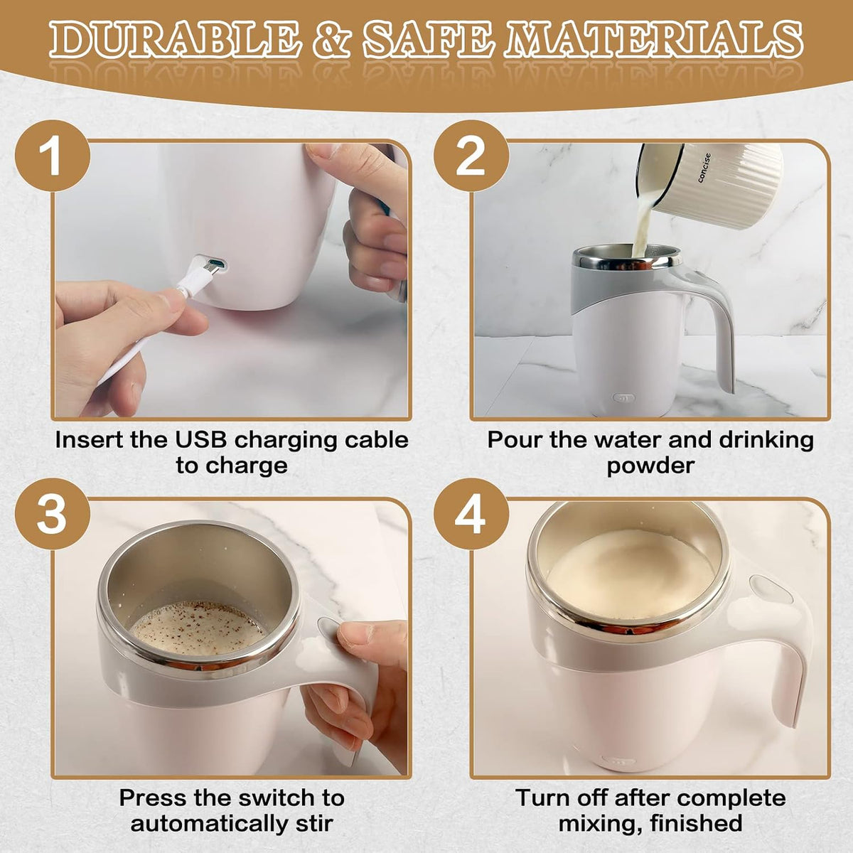 Self Stirring Mug,Rechargeable Automatic Magnetic Self Stirring Coffee Mug,Rotating Home Office Travel Mixing Cup,To Stir Coffee, Chocolate, Milk, Protein,Cocoa Etc, Great for Office, School, Gym…