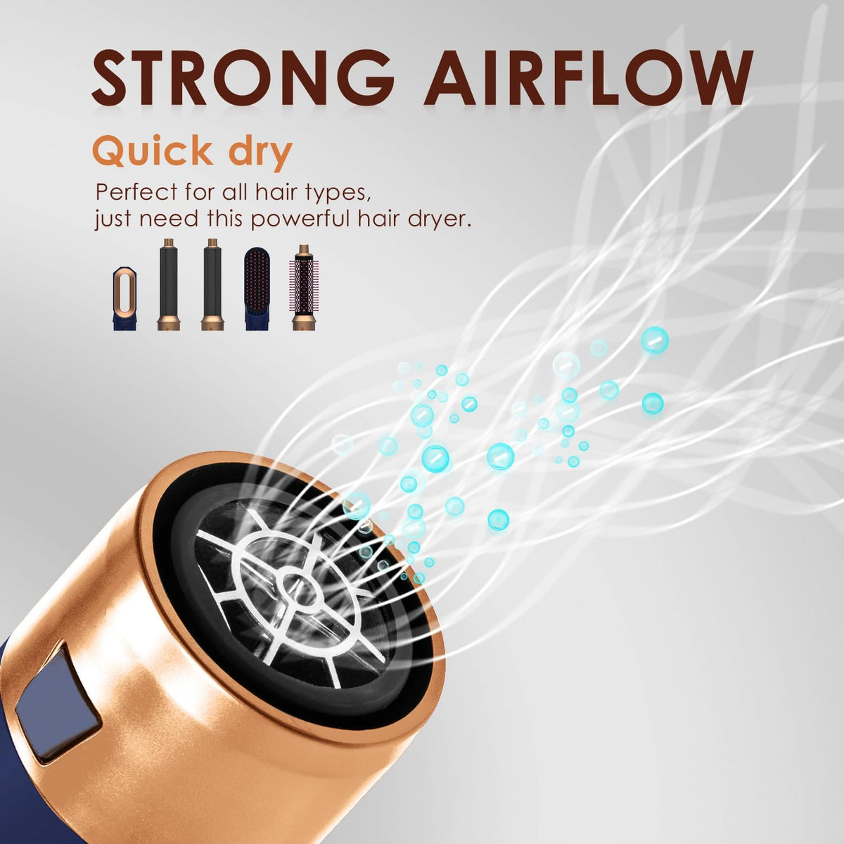 Hair Dryer Brush 5 in 1, Negative Ion Blow Dryer Brush Set -110,000 RPM High- Speed Hot Air Brush Air Styler Curling Wrap Air Curler, Curling Iron Hair Styling Tools for Straight Curl Drying Smoothing
