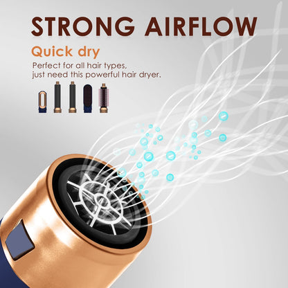Hair Dryer Brush 5 in 1, Negative Ion Blow Dryer Brush Set -110,000 RPM High- Speed Hot Air Brush Air Styler Curling Wrap Air Curler, Curling Iron Hair Styling Tools for Straight Curl Drying Smoothing