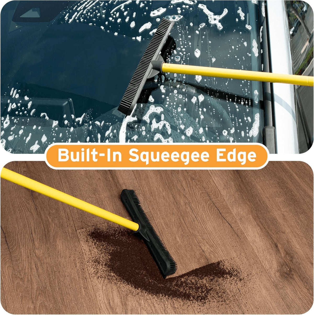 Pet Hair Removal Rubber Broom, 61" Telescopic Handle