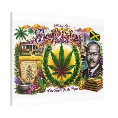 Reggae Herb of Life Canvas Print — Jamaican Rastafarian Cannabis Artwork, 'Bush & Curvns' Decorative Wall Art