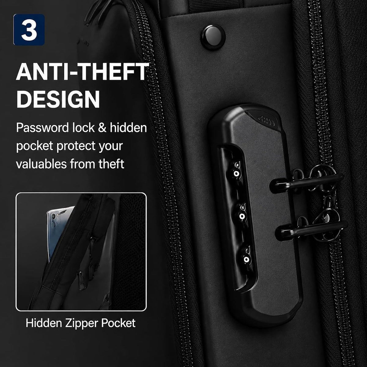 Sling Bag for Men Women, Theft Crossbody Backpack with USB Charging Port, Waterproof Chest Bag with Password Lock