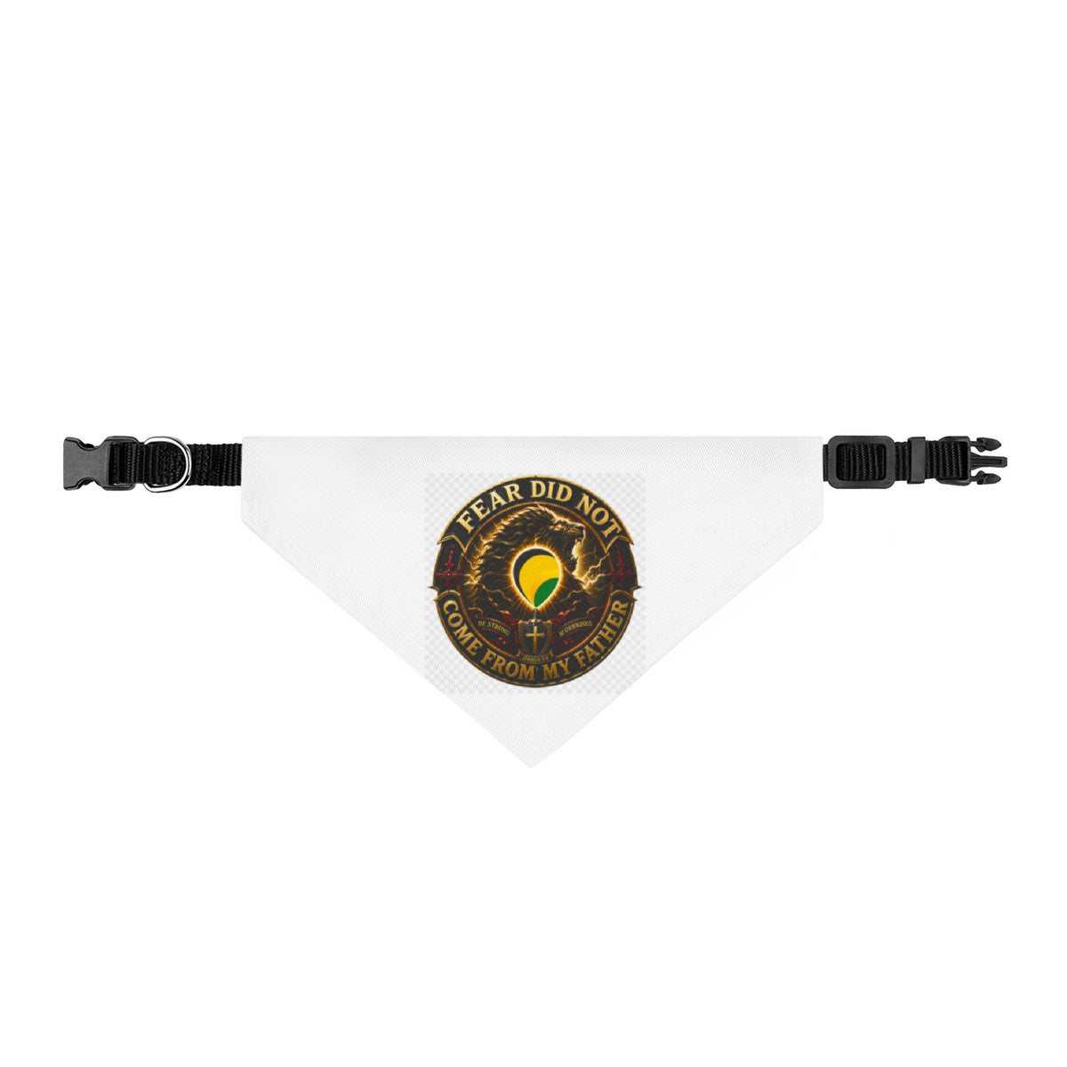 Clip-On Pet Bandana — Retro 'No Fear' Avocado Badge Design