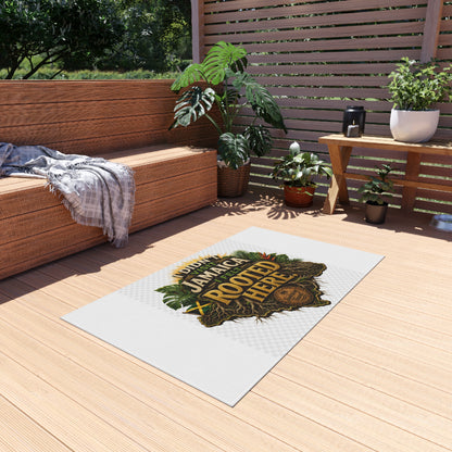Outdoor Rug — "I Didn’t Visit Jamaica, I Felt Rooted Here" Tropical Welcome Mat