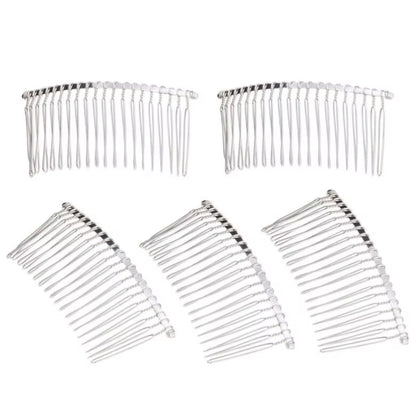 10Pcs Metal Hair Slide Comb Base Headdresses Headband Pony Hook Clip Fork for Men Chinese Detangling Jewelry Making Decorative