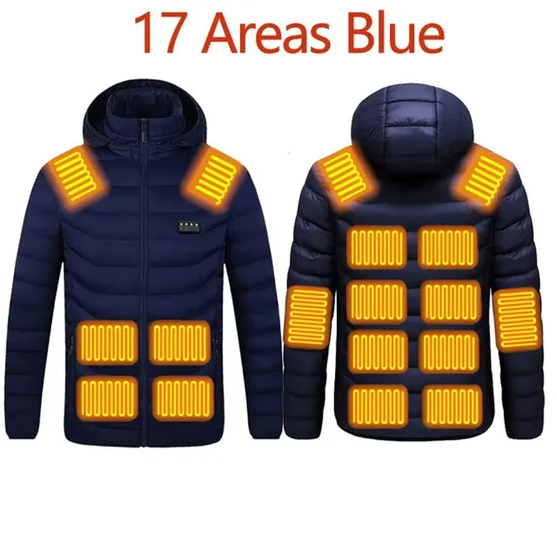 Men Heated down Jacket USB Winter Men'S Parka Outdoor Electric Padded Jacket Warm Sprots Thermal Coat Clothing Heated Jacket