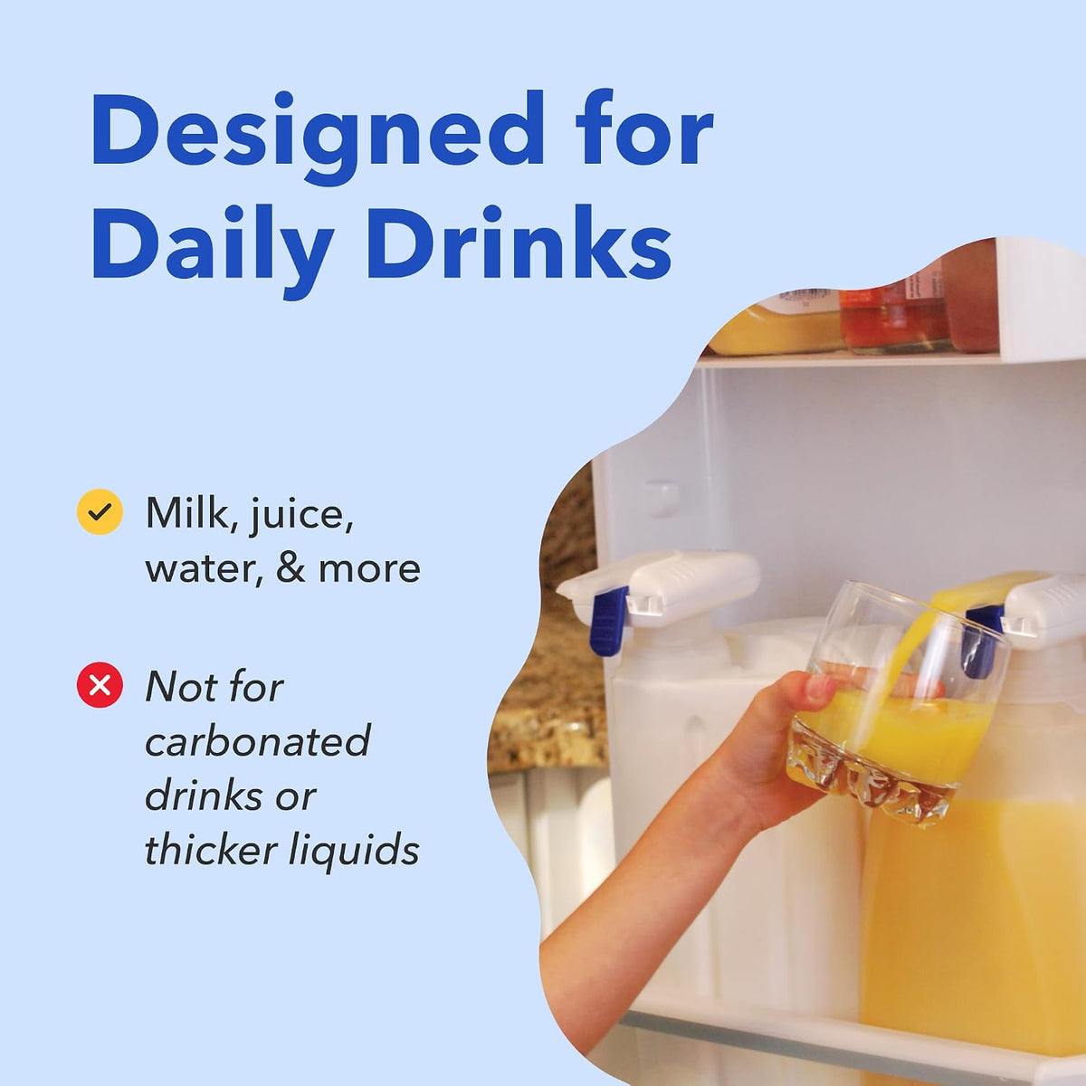 Magic Tap Automatic Drink Dispenser for Fridge, White (1 Pack), No Spill Milk Dispenser for Fridge, Automatic Milk Dispenser Pump for Gallon Jugs, Water & Juice, Fits Most Bottles, Batteries Required