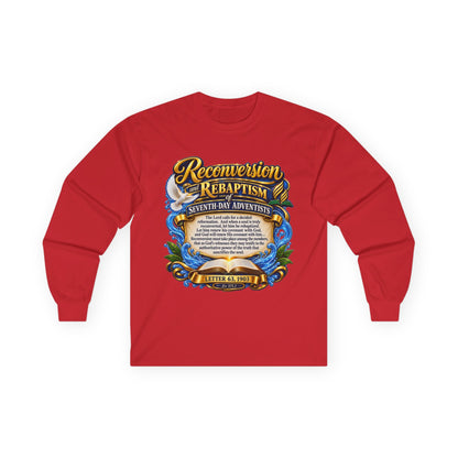 Reconversion Rebaptism Scripture Design Long Sleeve Tee | Christian Faith Shirt