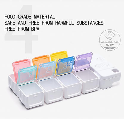 Smart Pill Box,7 Day Pill Organizer,4 Alarm Clocks,Am/Pm Automatic Alarm Reminder,Hold Vitamins Fish Oil,Supplements,Travel Pill or Pillganizer,Suitable for the Elderly, Children, Office Workers