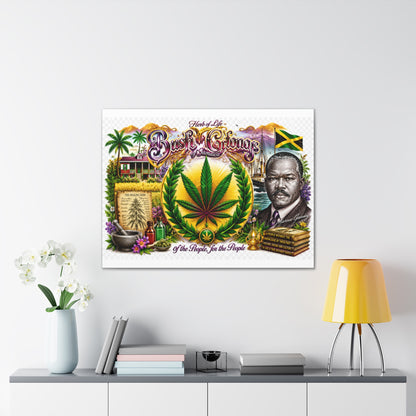 Reggae Herb of Life Canvas Print — Jamaican Rastafarian Cannabis Artwork, 'Bush & Curvns' Decorative Wall Art