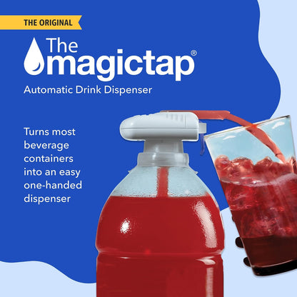Magic Tap Automatic Drink Dispenser for Fridge, White (1 Pack), No Spill Milk Dispenser for Fridge, Automatic Milk Dispenser Pump for Gallon Jugs, Water & Juice, Fits Most Bottles, Batteries Required