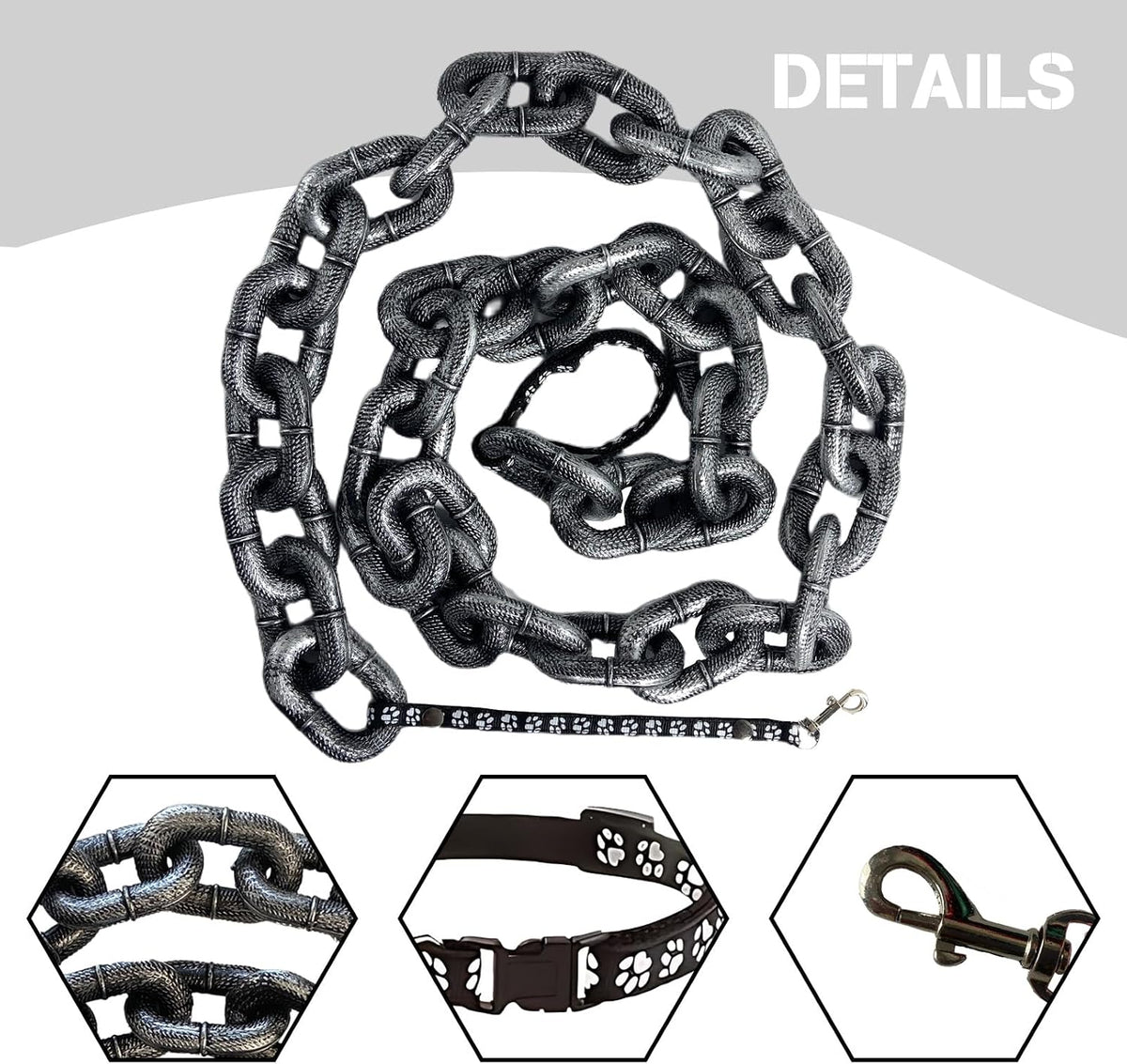 6 Ft Funny Dog Leash, Giant Plastic Fake Chain Leash for Small Dogs